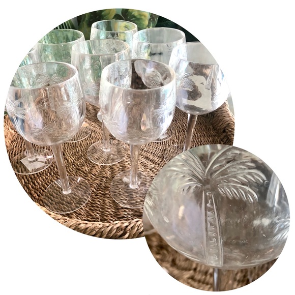 Tommy Bahama Dining Tommy Bahama 4 Palm Tree Wine Goblets Poolside